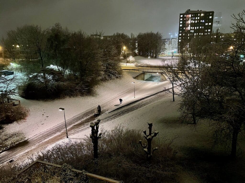 Vinter och snö i Malmö.