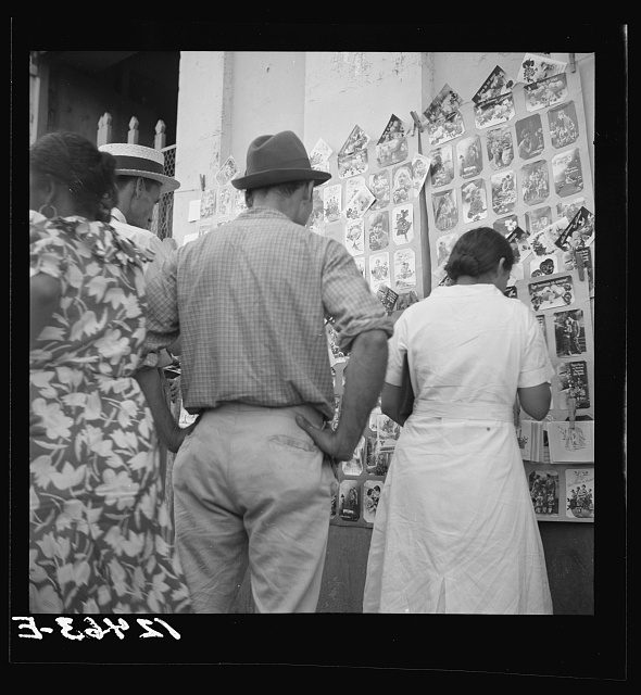 Postcards for sale near the market. San Juan, Puerto Rico. 